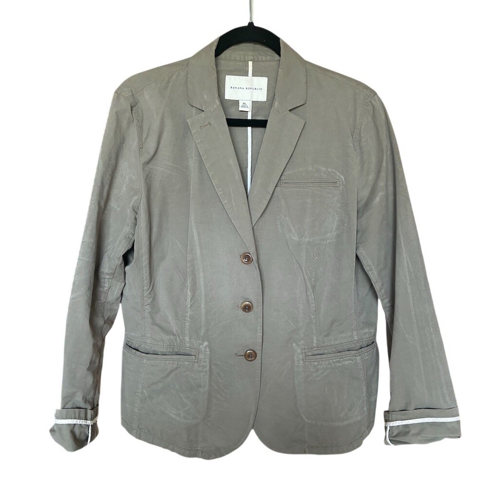 Banana Republic Blazer Jacket Womens XL Olive Green 3-Button Pockets